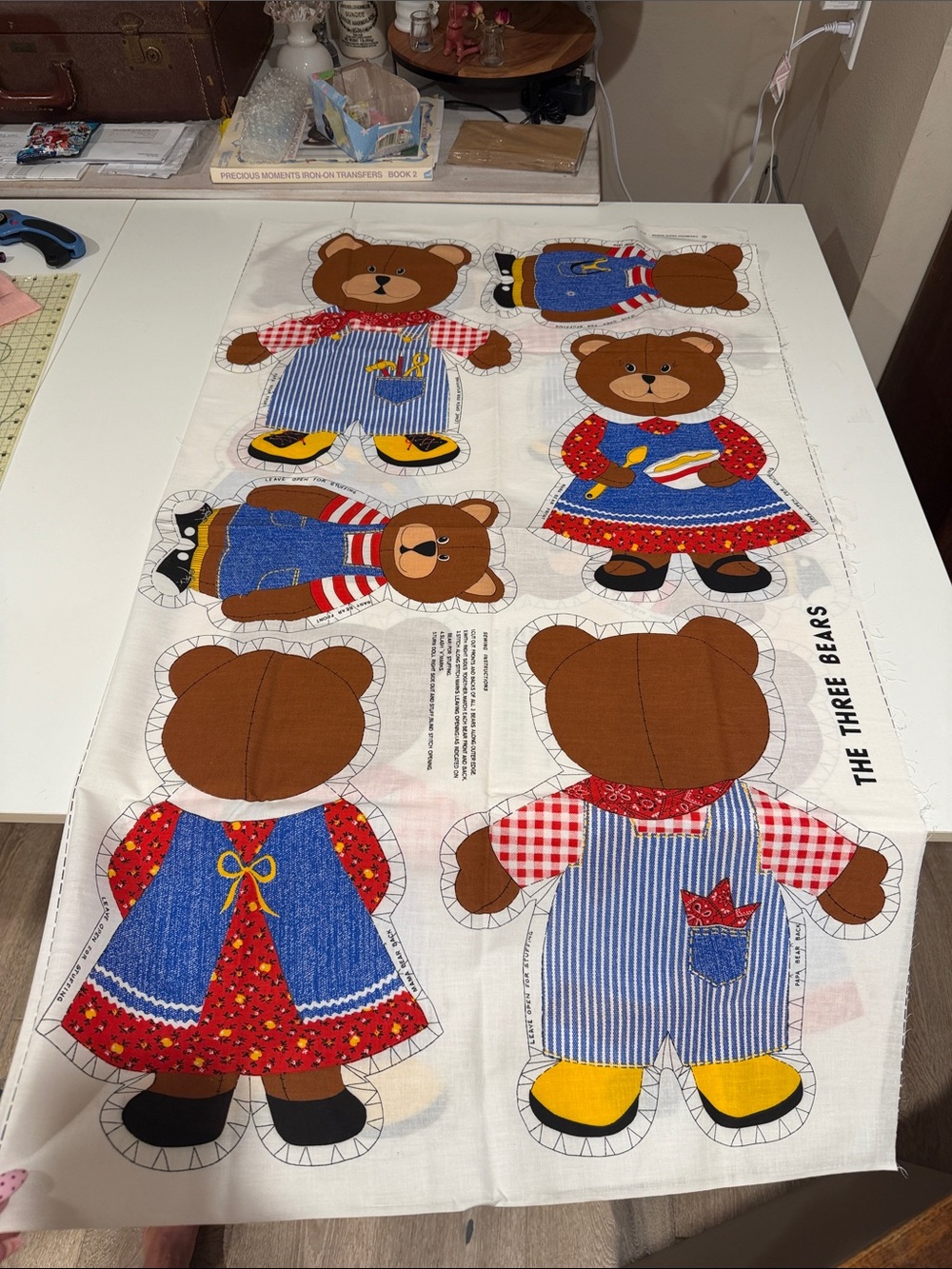 The Three Bears Dress-Up Fabric Panel - Brown & Blue Bear Sewing Set